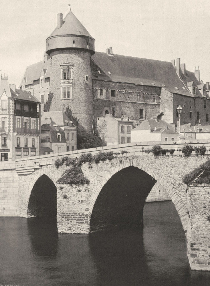 MAYENNE. Le vieux château, à Laval 1902 old antique vintage print picture
